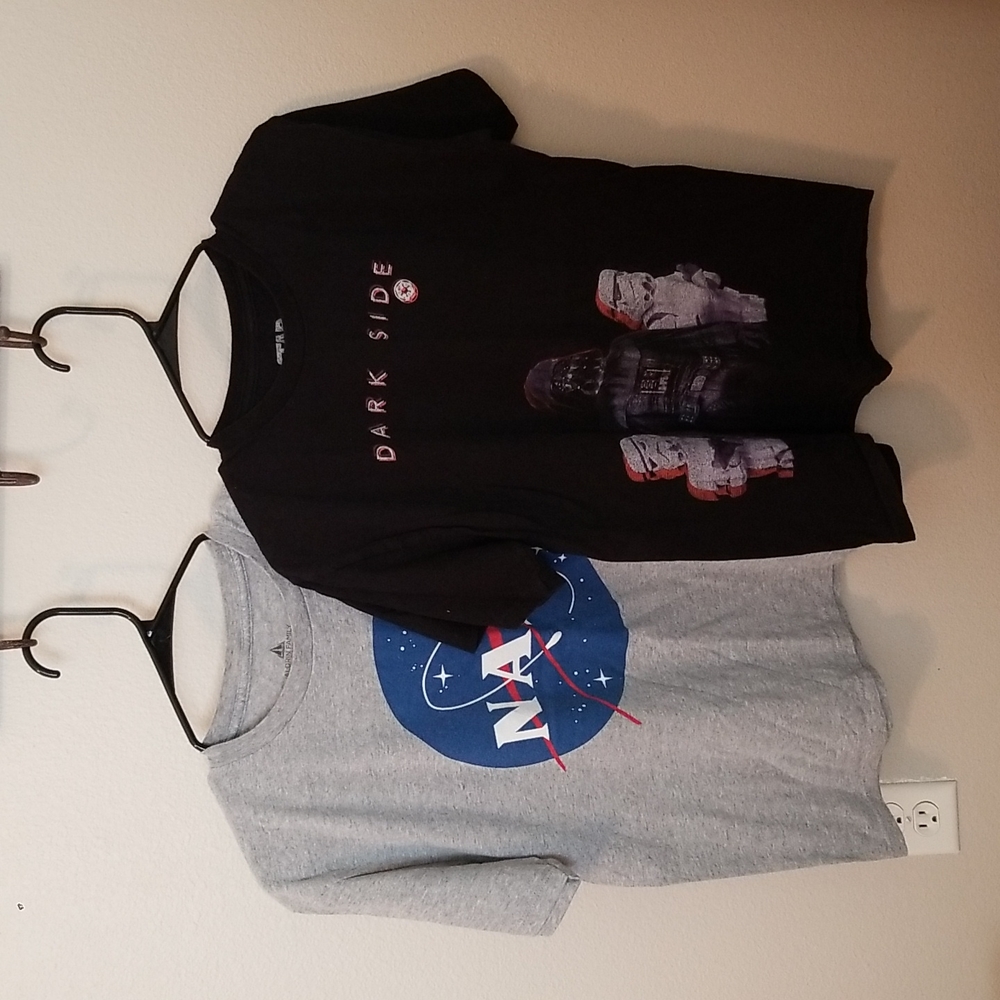 2 boys tees, L & XL, Star Wars,  NASA